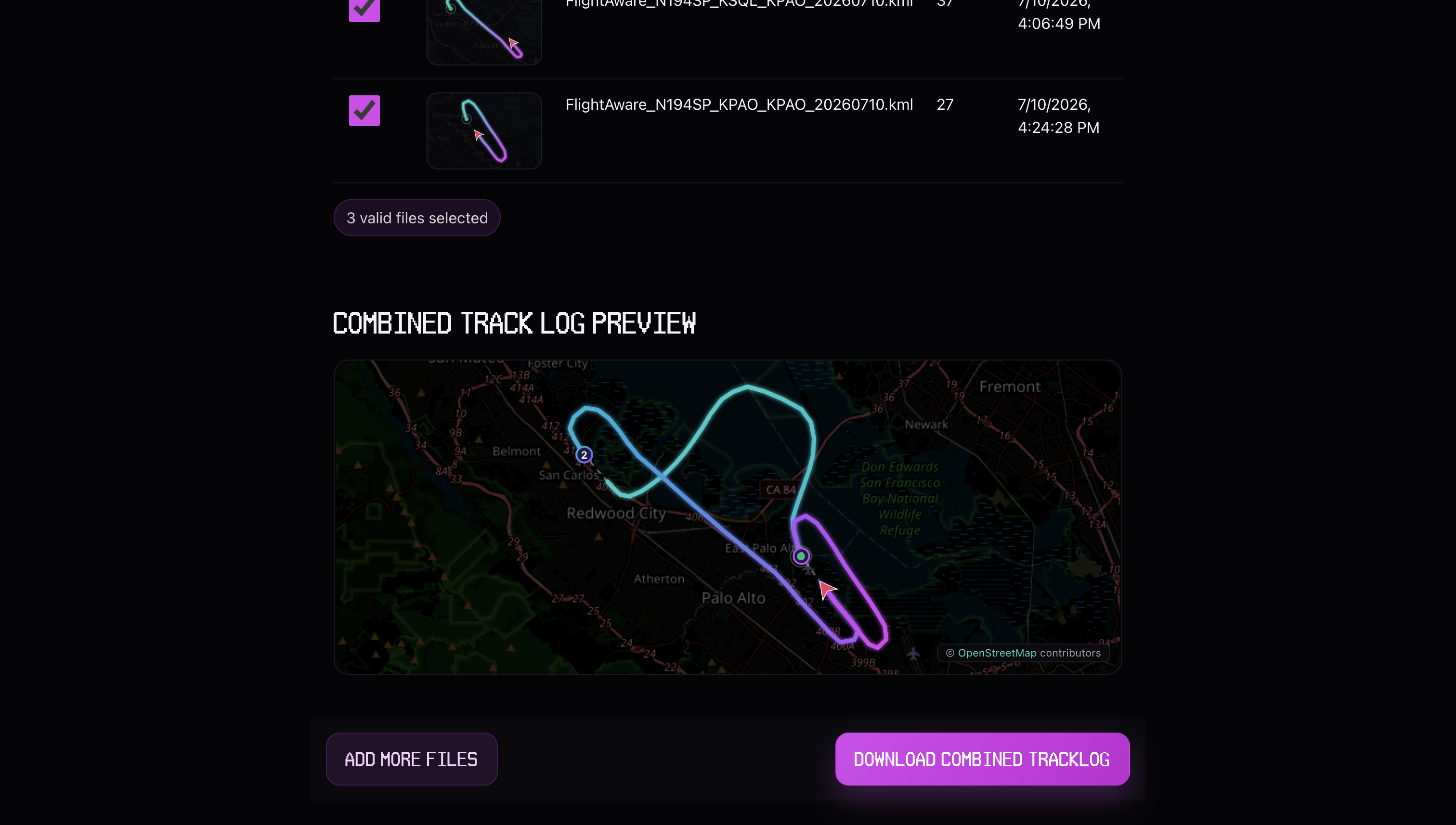 FlightAware to ForeFlight Tracklog Converter